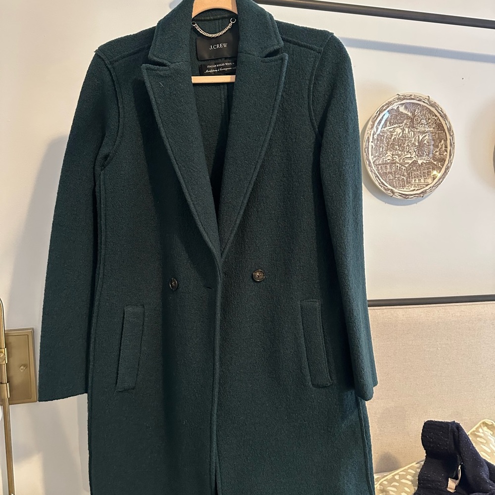J. Crew Dark Green Wool Blend Coat